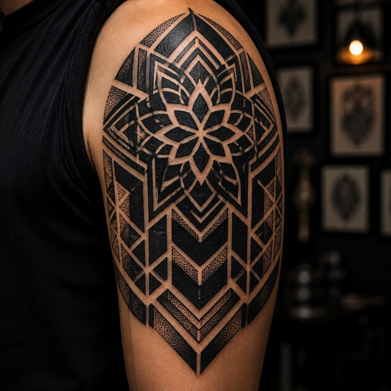 Tatuaje blackwork geometrico
